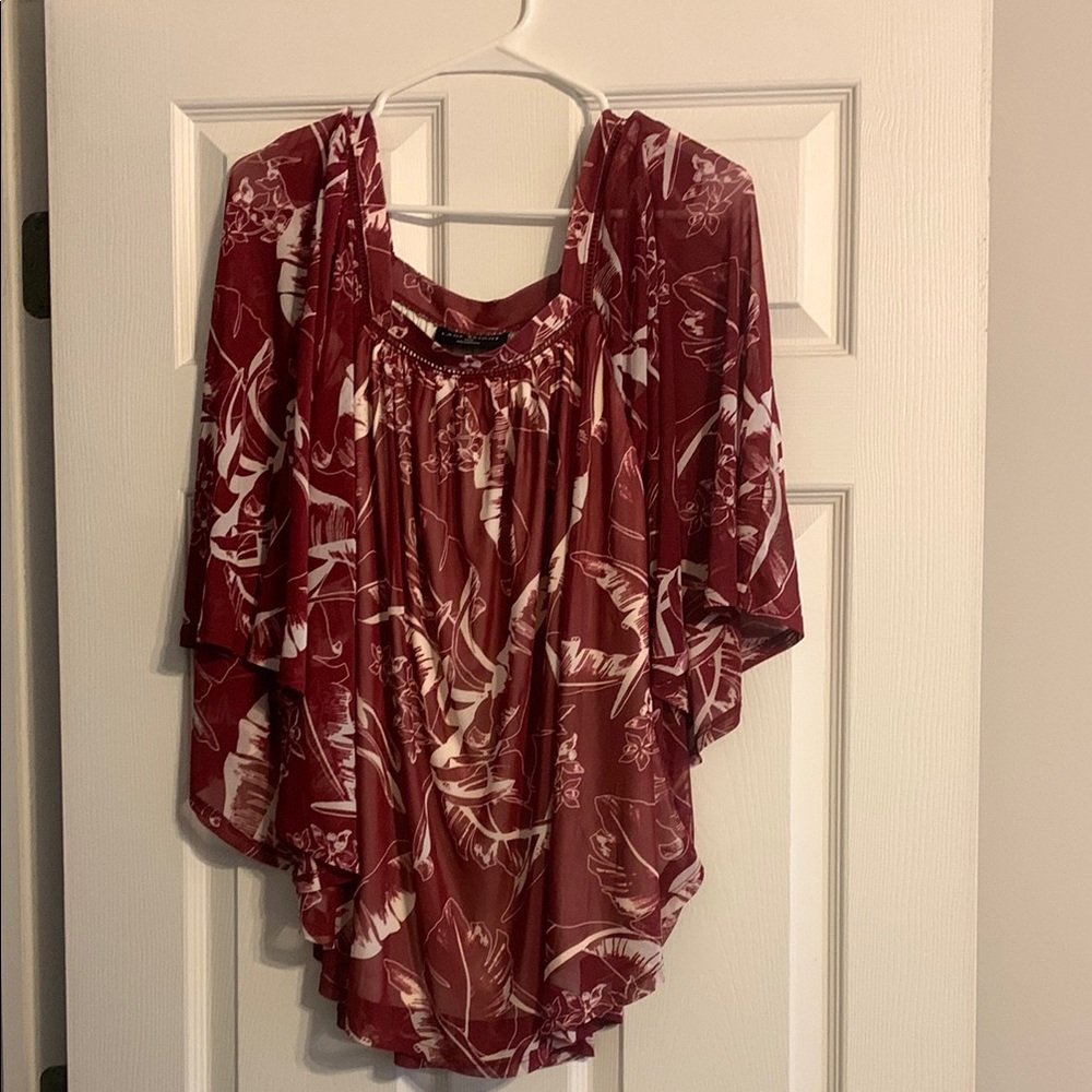 Lane Bryant Red Flutter Sleeve Blouse
